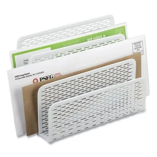 Artistic Urban Collection Punched Metal Letter Sorter, 3 Sections, White, 6.5" x 3.25" x 5.5" image {2}