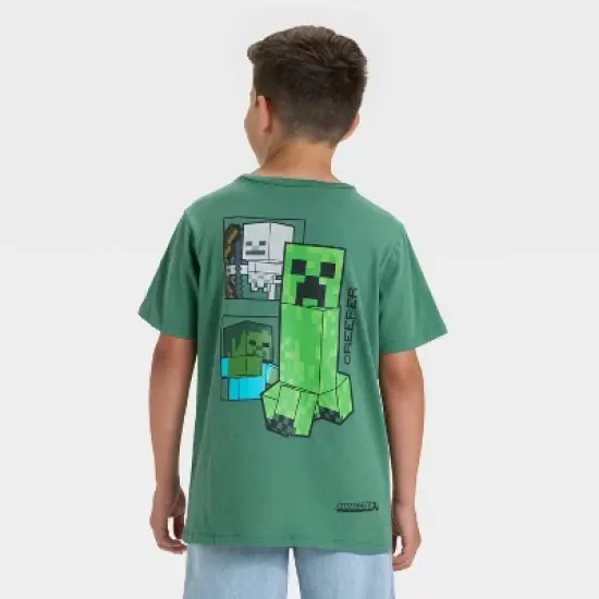 Minecraft Boys' Creeper Short Sleeve Graphic T-Shirt - Green image {4}