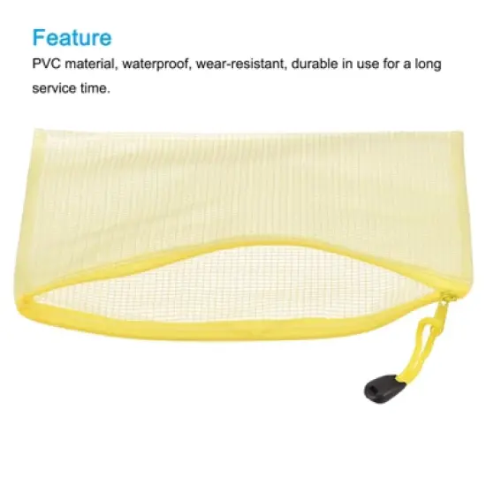 Unique Bargains PVC Waterproof Mesh Zipper Office Travel File Bags 6 Pcs image {2}