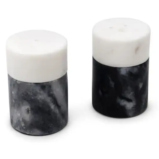 Classic Touch White and Black Marble Salt & Pepper Set image {1}