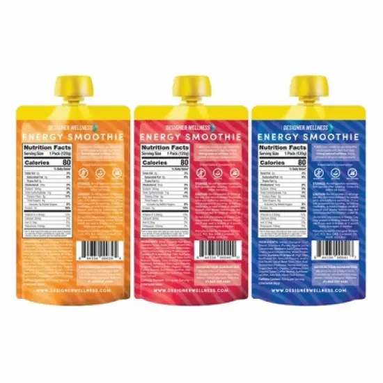 Designer Wellness Energy Smoothie, Real Fruit, 100mg Natural Caffeine, 5g Protein, Low Carb, Zero Added Sugar, Gluten-Free, Variety Pack, 12 Count image {1}