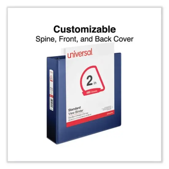 Universal Slant D-Ring View Binder, 3 Rings, 2" Capacity, 11 x 8.5, Navy Blue image {5}