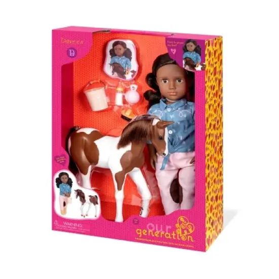 Our Generation 18" Equestrian Doll & Horse Set - Daveen with Foal image {4}