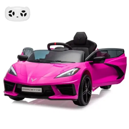 Ride on Sports Car, 12V Battery Powered Car for Kids, Licensed Corvette Kids Electric Car Toy, with RC, Visual Dashboard, Music image {11}