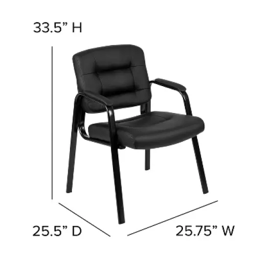 Flash Furniture Darwin Flash Fundamentals Black LeatherSoft Executive Reception Chair with Black Metal Frame image {5}