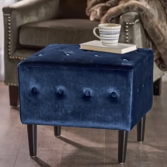 Esther Tufted Ottoman Navy Blue - Christopher Knight Home image {1}