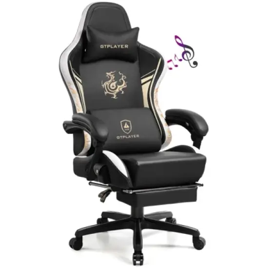 GTPLAYER Pro Gaming Chair with Bluetooth Speakers and Footrest, Dragon Series Video Game Chair image {8}