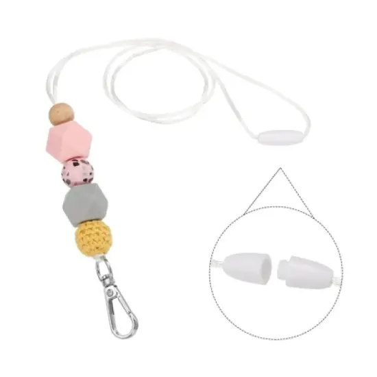 Unique Bargains Wear-resistant Lightweight ID Card Silicone Beaded Lanyards image {2}