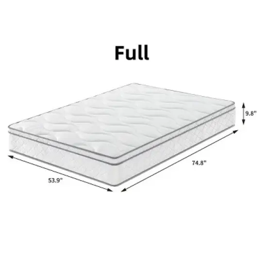 Coolbibila 10 Inch White Memory Foam Gel Bed Mattress and Box Spring,10 Inch Medium Firm Hybrid Mattress in a Box,CertiPUR-US Certified image {3}