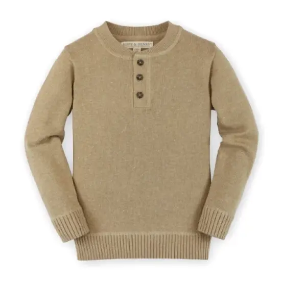 Hope & Henry Boys' Organic Cotton Long Sleeve Henley Pullover Sweater, Infant image {6}