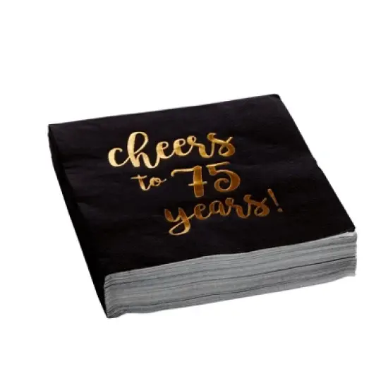 Sparkle and Bash 50 Pack 75 Birthday Party Cocktail Napkins, Cheers to 75 Years (5 x 5 In) image {3}