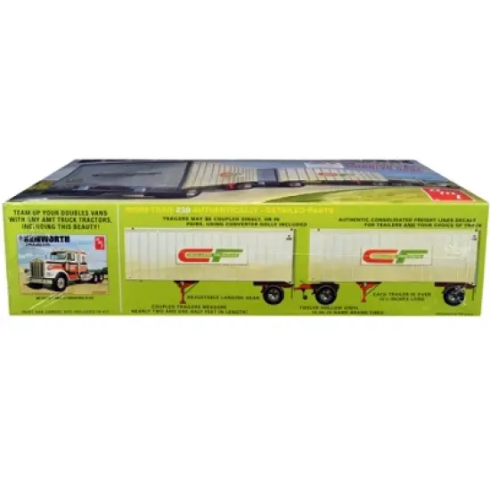 Skill 3 Model Kit Trailmobile Double Header Tandem Van Trailers 1/25 Scale Model by AMT image {2}