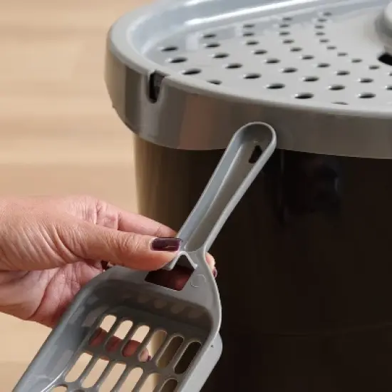 IRIS USA Top Entry Cat Litter Box with Litter Catching Lid, Privacy Walls and Scoop, Cat Pan image {4}