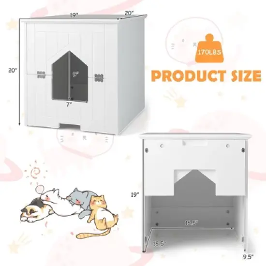 Tangkula Cat Litter Box Enclosure w/ Flip Magnetic Half Door Hidden Litter Box Enclosure image {7}