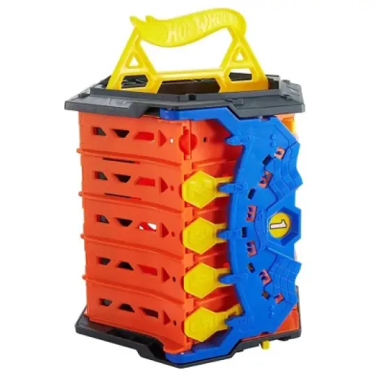 Mattel Hot Wheels 5 Lane Collapsible Roll-Out Raceway Track Set with 1 Hot Wheels Race Car and Carrying Handle for Portability, Multicolor image {1}