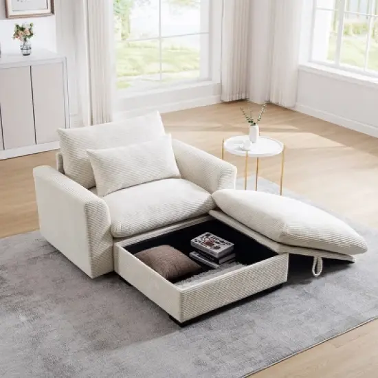 Corduroy Sofa Couch,Modular Sofa With Storage Ottoman,Deep Seat Couch,Sofa Couch For Living Room,Apartment-Cuddlewood image {7}