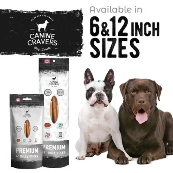 Canine Cravers Maplewood Smoked Bully Sticks 6&rdquo; Inch Pack of 10 - 100% Natural Free Range Grass Fed Beef - Made in Canada Dog Chews High Protein image {5}