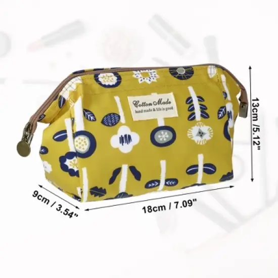 Unique Bargains Women's Printed Travel Makeup Bag Yellow 1 Pc image {4}