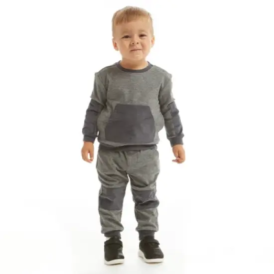 Andy & Evan  Infant  Boys Washed Charcoal Sweat Set image {1}