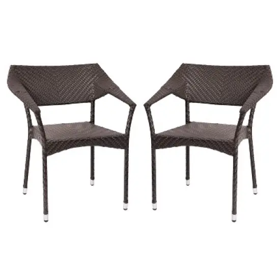 Flash Furniture Jace Set of 2 Commercial Grade Stacking Patio Chairs, All Weather PE Rattan Wicker Patio Dining Chairs image {11}