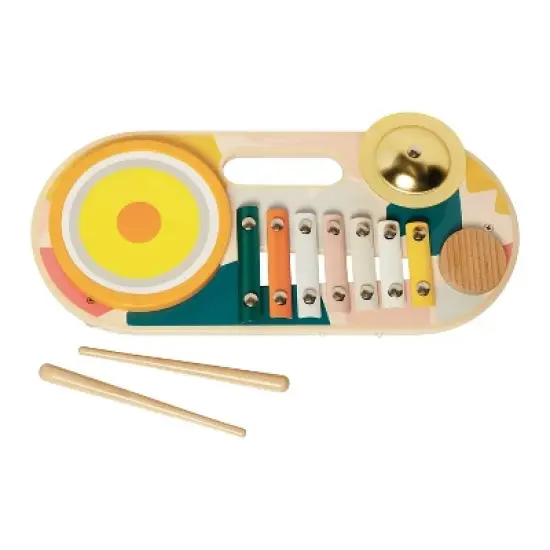 Manhattan Toy Beats to Go Wooden Toddler and Preschool Musical Learning Toy Xylophone, Drum, Cymbal and Washboard image {3}
