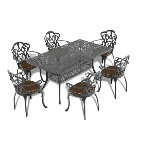 Gulches Patio Dining Tables - Black Rectangular Table with Umbrella Feature image {3}