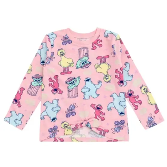 Sesame Street Elmo Cookie Monster Abby Cadabby Infant Baby Girls 2 Pack Hangdown Long Sleeve T-Shirts Purple / Pink 24 Months image {3}
