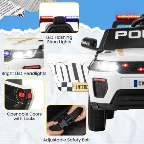 Infans Kids Ride on Police Car 12V 7A Battery Powered Cop Car w/ Remote Control image {8}