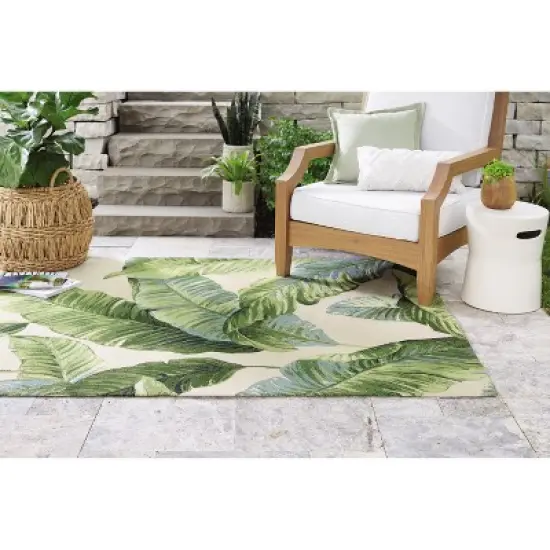 9'x12' Vacation Tropical Rectangular Woven Outdoor Area Rug Green - Threshold&trade; image {4}