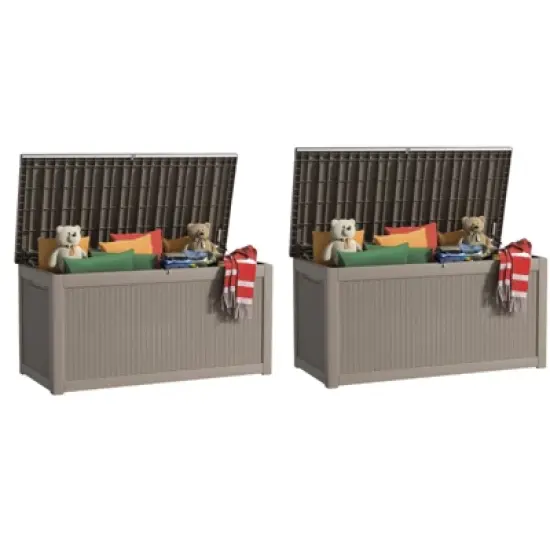 NAYSAYE Deck Box 2PCS Outdoor Storage Deck Box, Small Patio Storage Bin for Garden Tools image {5}