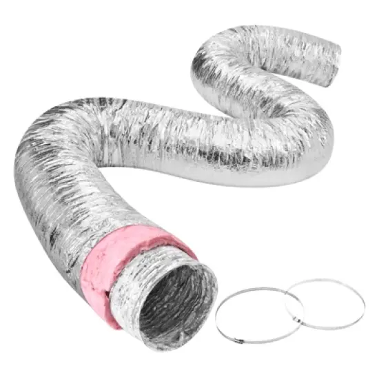 VEVOR Dryer Vent Hose, 10'' Insulated Flexible Duct 25FT Long with 2 Duct Clamps, Heavy-Duty Three Layer Protection, Silver image {8}