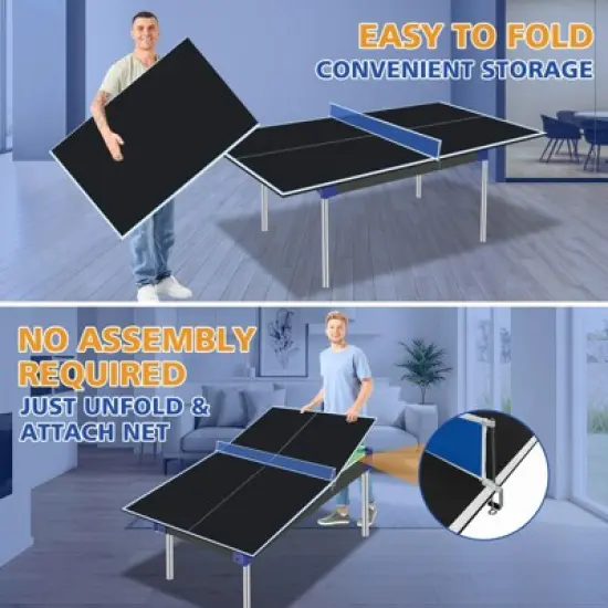 SEVOBAL Table Tennis Accessories 6ft Ping Pong Conversion Top Foldable Portable with Solo Play Option for Indoor Games, Black, 35"*19"*3.1" image {2}