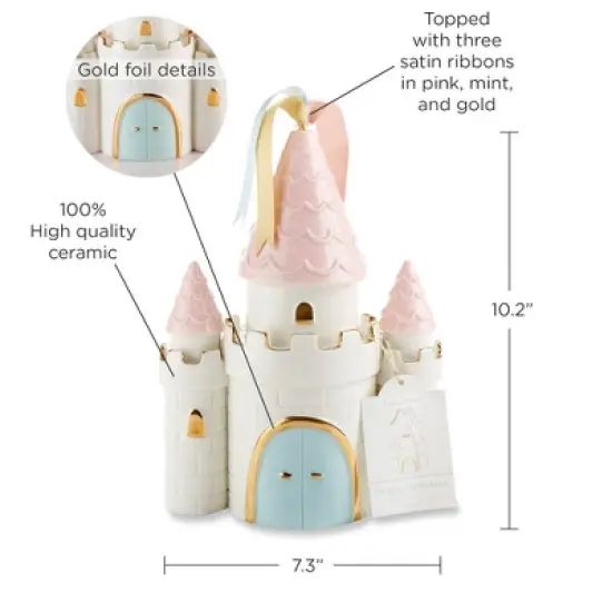 Baby Aspen 'Simply Enchanted' Princess Castle Ceramic Piggy Bank for Girls, Nursery Decor | BA21021NA image {5}
