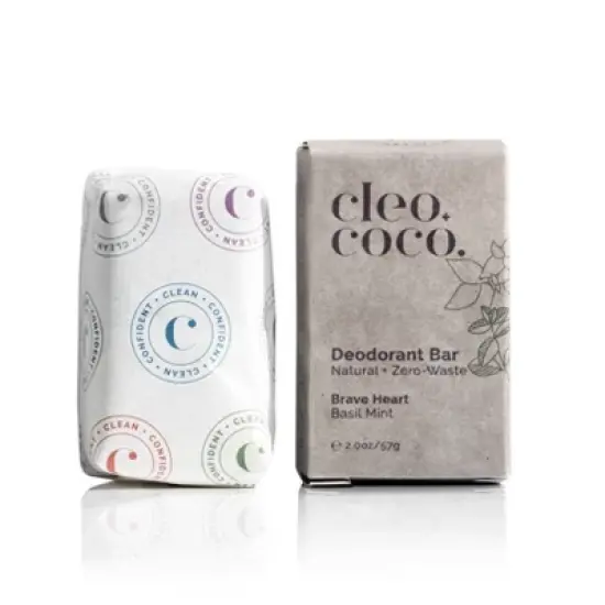 cleo+coco. Plastic Free Natural Deodorant Bar For Men and Women &ndash; Aluminum Free - Basil Mint - 2oz image {2}