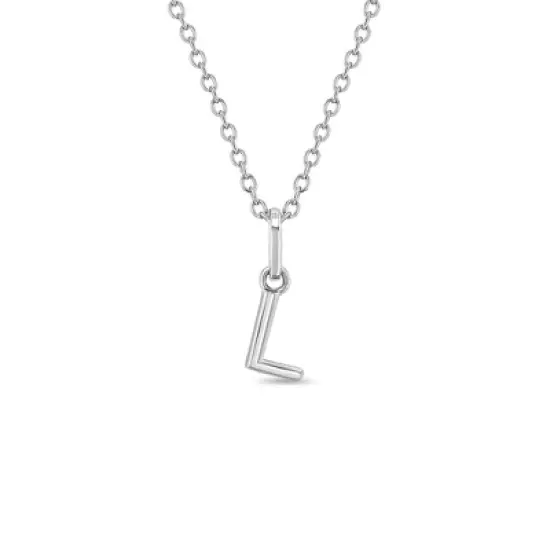 Girls' Tiny Initial Letter Sterling Silver Necklace - In Season Jewelry image {17}
