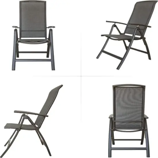Gulches Folding Patio Chairs Set of 2, Aluminium Frame Lawn Chairs with Adjustable High Backrest(Textilene Fabric,2 Chairs) image {5}