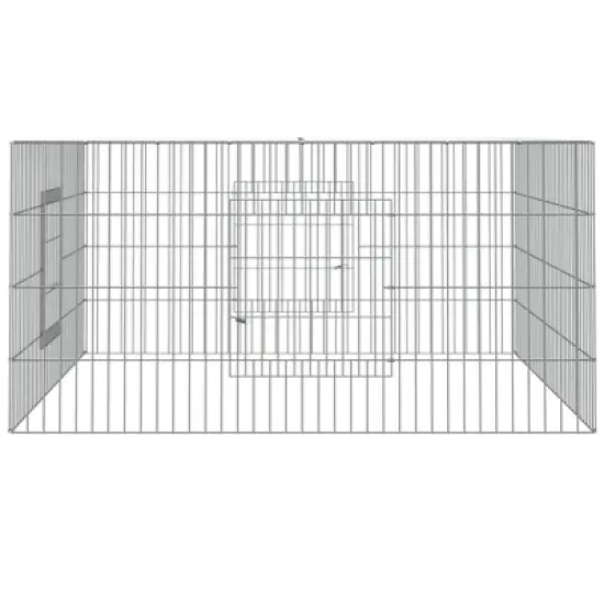 vidaxl Rabbit Cage/Animal Playpen/Pet Enclosure/Hutch - Galvanized Iron, Silver - Outdoor Safe, Spacious 43.3"x43.3"x21.7" image {2}