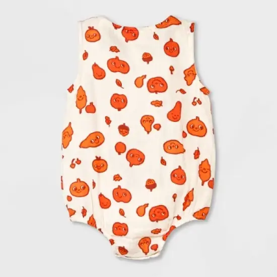 Baby Autumn Gauze Short Sleeve Romper - Cat & Jack&trade; Cream image {1}