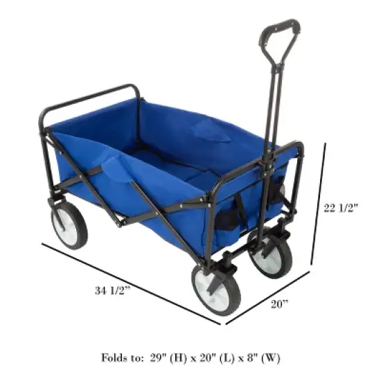 Nature Spring Collapsible Utility Wagon for Camping, Gardening, Landscaping, and Shopping - 34.5" x 20", Blue image {1}