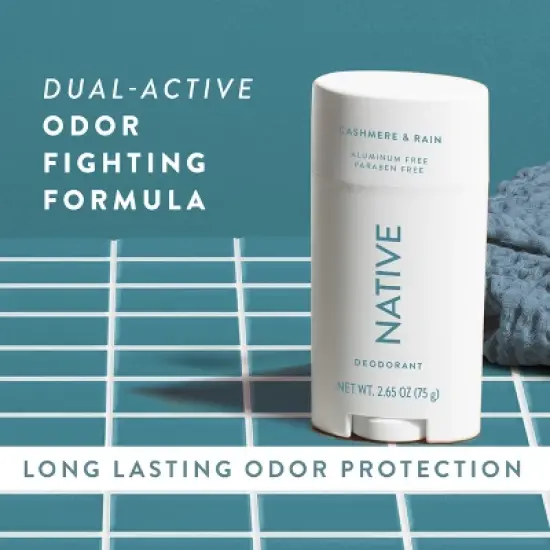 Native Solid Deodorant for Men Cashmere & Rain - Aluminum-Free 2.65oz image {6}