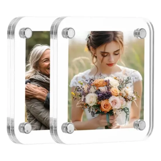Unique Bargains Double Sided Fujifilm Mini Picture Acrylic Fridge Magnetic Frames 2 Pcs image {7}