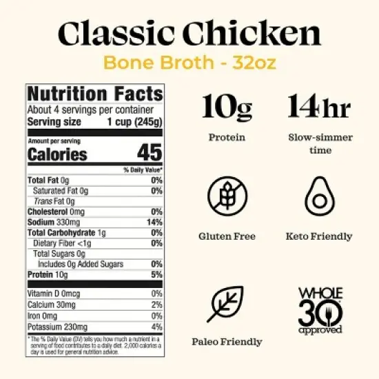 Kettle & Fire Gluten Free Chicken Bone Broth - 32oz image {2}