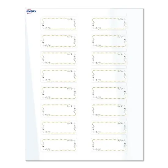 Avery Labels, 1" x 2-5/8", Glossy White, Green Florals w/ Gold Dots, 160ct image {8}