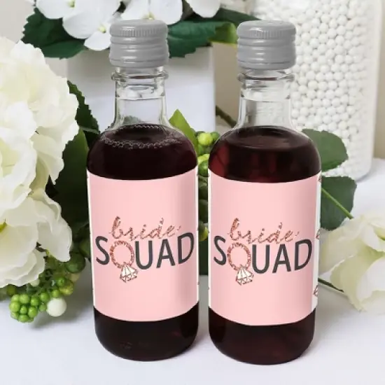 Big Dot of Happiness Bride Squad - Mini Wine & Champagne Bottle Label Stickers - Rose Gold Bridal Shower or Bachelorette Party Favor Gift - Set of 16 image {3}