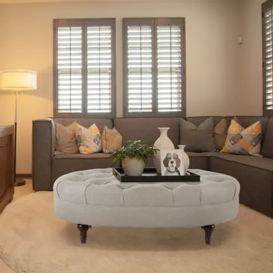 Jennifer Taylor Home Petra Tufted Oval Accent Bench, Taupe Polyester image {3}