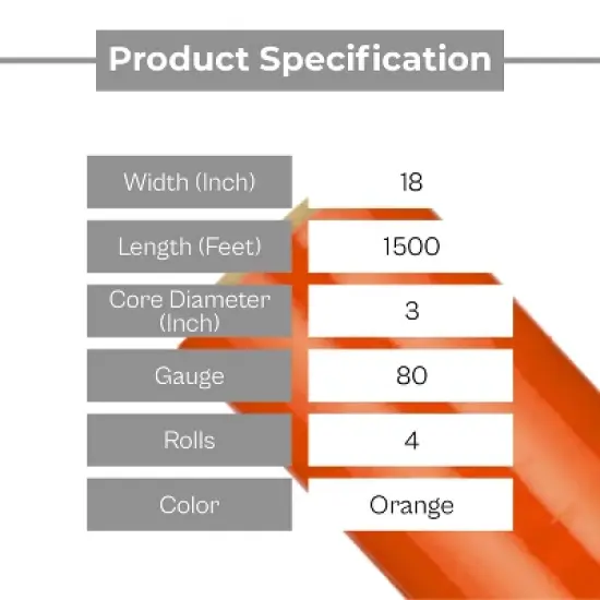 PSBM 4 Rolls Dark Orange 18" x 1500 Ft. 80 Gauge Cast Hand Pallet Stretch Wrap image {3}