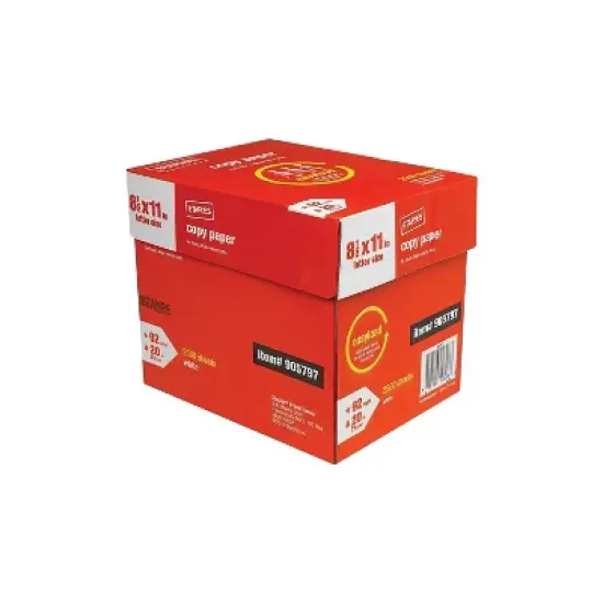 Staples 8.5" x 11" Copy Paper 20 lbs 92 Brightness 2500/Carton (20587) 905797 image {1}