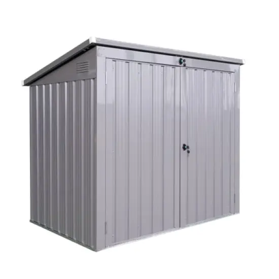 MOEPISY Garbage Bin Shed Stores 2 Trash Cans Metal Outdoor Bin Shed for Garbage Storage,Stainless Galvanized Steel, Gray image {7}