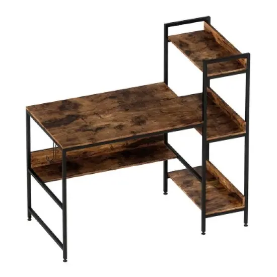 Bestier Computer Office Desk Workstation with Side Storage Shelves & Hook image {7}