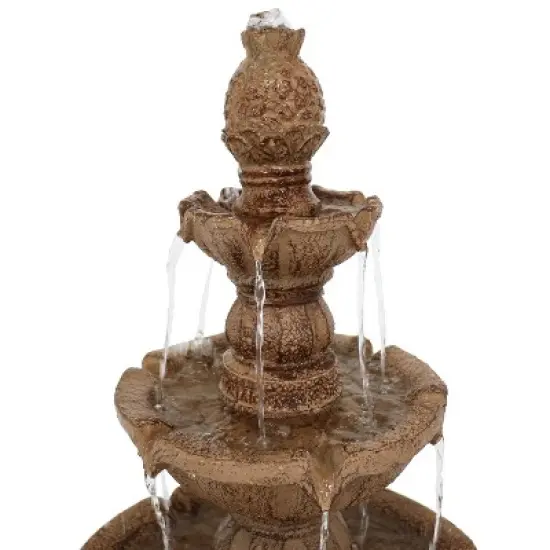 Sunnydaze 52"H Electric Fiberglass and Resin 4-Tier Pineapple Top Outdoor Water Fountain image {2}